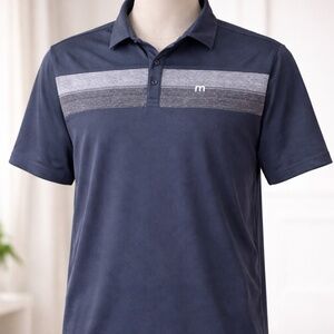 TravisMathew Men’s Polo Shirt Blue Performance Golf Shirt Size M